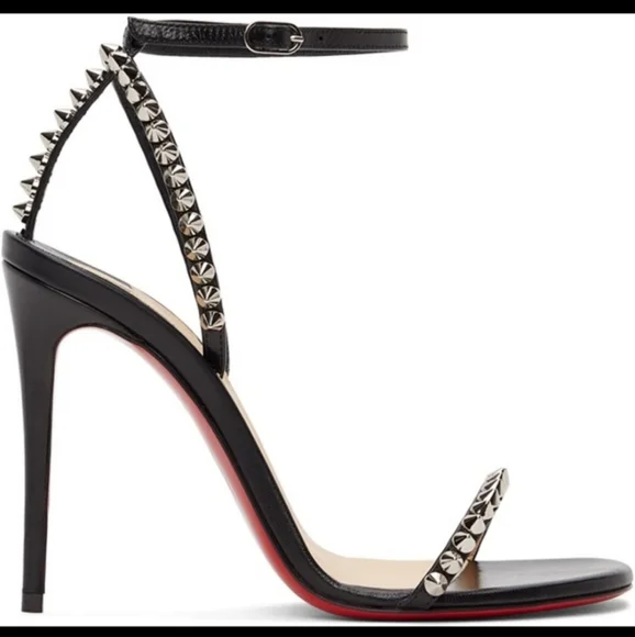 Christian Louboutin Black So Me 100 Spike Sandals Size 41 - Picture 4 of 10